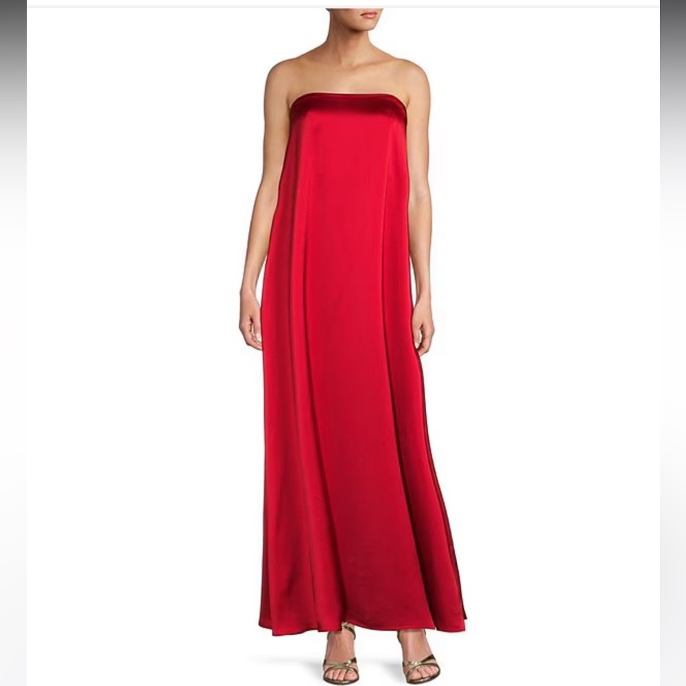 ANTONIO MELANI Strapless Red Satin Column Gown